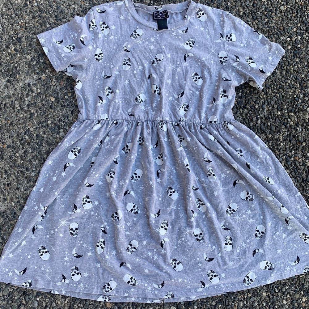 Skull flowy skater dress
